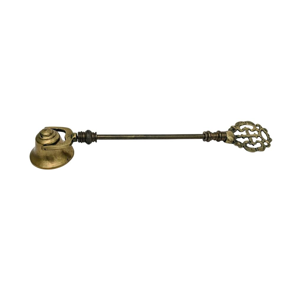 Brass Candle Snuffer 13.6" Ornate Victorian Style Key Handle Swivel Bell Hearth
